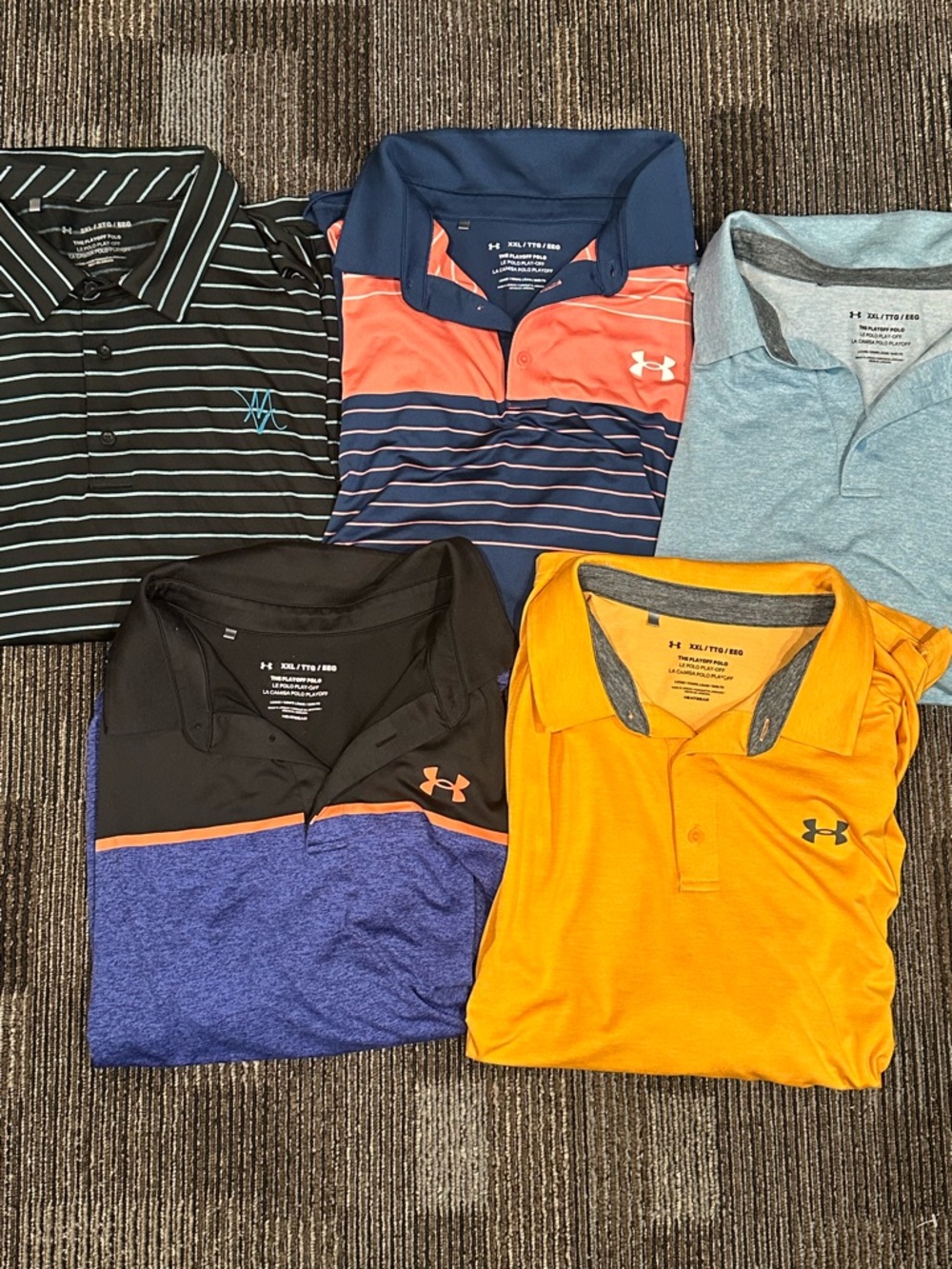 Lot Of 5 Under Armour ⛳️ Golf Playoff Polos Mens 2XL Performance Stretch
